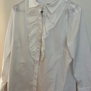 Chicos long sleeve ruffle front blouse- medium.